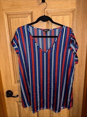 Express Women's Striped V-Neck Blouse